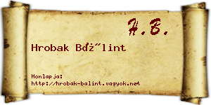 Hrobak Bálint névjegykártya